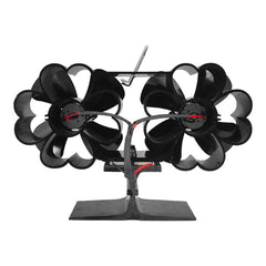 8 Leaf Double Head Fireplace Heat Power Fan