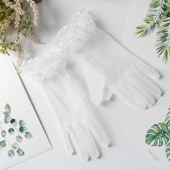 Bridal Wedding Dress Evening Gown Gloves Ruffle
