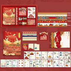 Ancient Style Hand Book Tape Stickers Sticky Notes Gift Box