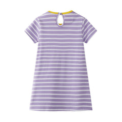 European and American Girl Dress Embroidered Giraffe