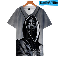Tupac Shakur Peripheral 3D color printing thin baseball uniform