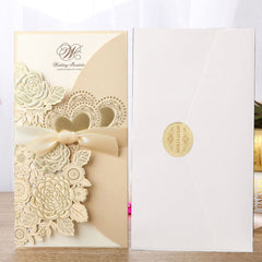 Embossed Vertical Ribbon Wedding Invitation Invitation