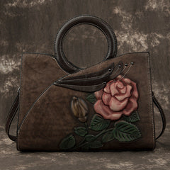 Beautiful Red embroidered Handmade leather handbag
