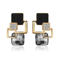 Classic crystal geometric square jewelry set