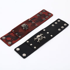 Vintage double layer wide leather woven Bracelet