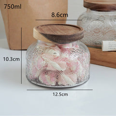 Vintage Relief Begonia Flower Glass Storage Tank