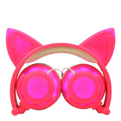 Cat ear head-mounted luminous foldable mobile phone music headset