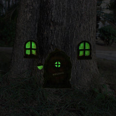 Glow Sculpture For Doors And Windows In The Courtyard Garden Trees Noctilucent Door Sculpture Garden Figurines Miniatures Decor