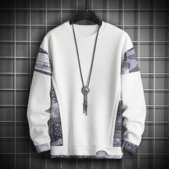 Men's Plus Size Waffle Contrast Color Stitching Sweatshirt