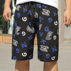 Summer Beach Pants Men's Loose Casual Fifth Pants Ice Silk High Elasticity Quick-drying