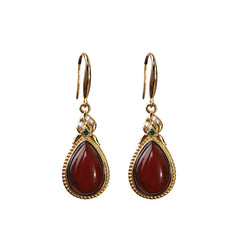 S925 Silver Gold Plated Jewelry Water Drop Blood Pearl Drop