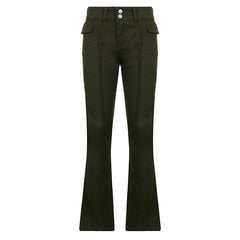 Women's New Sexy Low-waist Side Pockets Retro Slim-fit Micro Trousers Casual Trousers