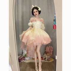 Sweet Girl Mermaid Color Three-dimensional Flower Lolita Dress