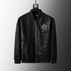 BLACK  Plus Size Loose Clothes Men's Stand-up Collar Jacket