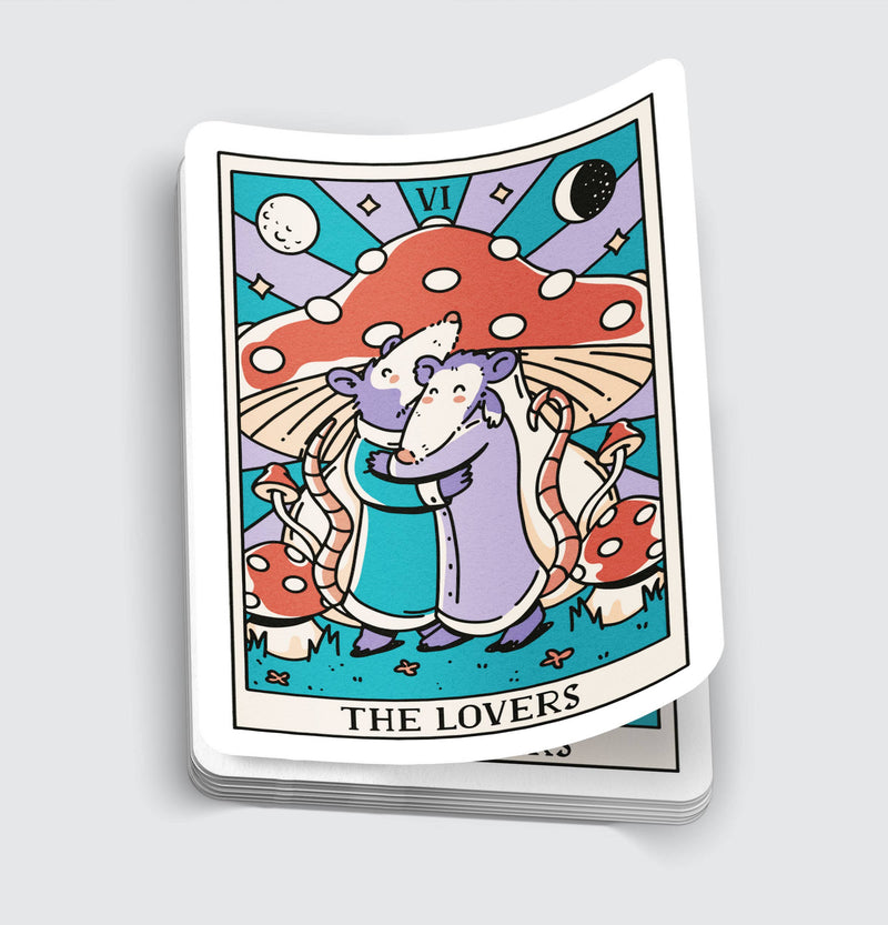 Opossum Lovers Tarot Card Sticker - 3