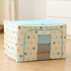 Steel Frame Storage Box Oxford Cloth Sorting Box Quilt Storage Box Folding Wardrobe Cloth Art Extra Large Storage Bag with Cover