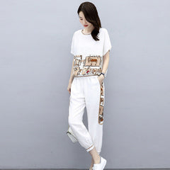 Fashion Sports Suit Women's Plus Size Women's Short-sleeved Two-piece Suit