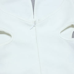 Summer Women's  Back Deep V White Evening Dress