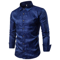 Embroidered Pattern Long Sleeve Plus Size Shirt