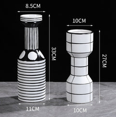 Simple Nordic Minimalism Black And White Striped Ceramic Vase