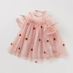 Orange Strawberry Embroidered Dream Gauze Skirt