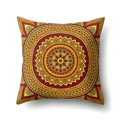 Mandala textured peach velvet pillow