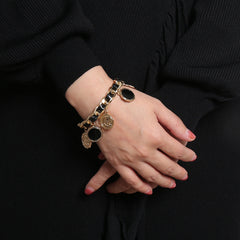 Portrait relief tassel pendant bracelet