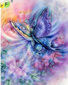 Diamond Embroidered Flower Butterfly Embroidery with Crystal Needlework Home Decor Craft Gift