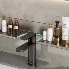Gun Gray Storage Rack Punch-free Mirror Front Bathroom Faucet Storage Rack Bathroom Table Faucet Rack Alumimum