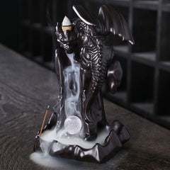 Ceramic Smoke Backflow Incense Burner Nordic Pterodactyl LED Lights Backflow Stove Ornaments