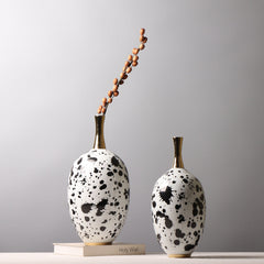Chinese Ceramic Vase Splash-ink Color Matching Long Neck Flower Device