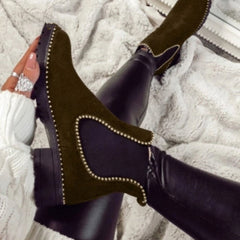 Beaded thick hard plus size women's boots