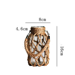 Hand-woven Hemp Rope Glass Transparent Vase
