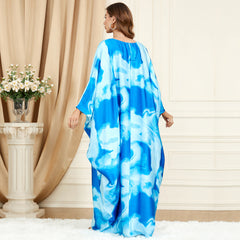 Women's Contrast Color Batwing Sleeve Loose Plus Size Dress