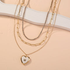 European and American cross-border new product gold lock stacking multi-layer necklace, letter tag fashion personality chocker clavicle chain female