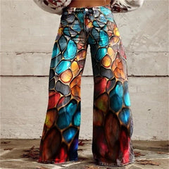 Plus Size Women's Casual Thin Wide Leg Imitation Jeans