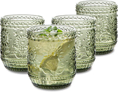 Vintage Relief Glass Cup Flower Patter
