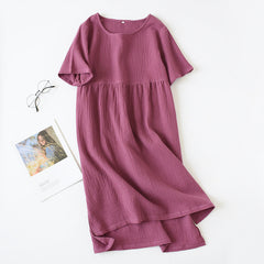 Women's Cotton Nightdress Crepe Short Sleeve Plus Size