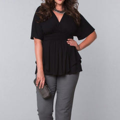 V Solid Color Women's Plus Size Dress
