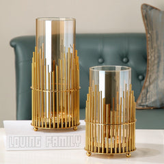 Household European Style Simple Metal Glass Vase