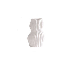Nordic Creative Hand-painted Vase Ceramic Black And White Vertical Pattern Flower