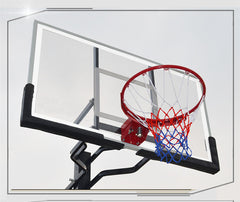 Outdoor Buried Hand-operated Height Adjustable Basketball Stand for Backyard Play