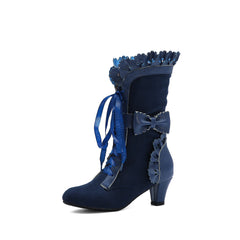 Lolita high heel lace-up plus size women's boots