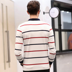 Lapel Plus Size Striped Business Men's T-shirt