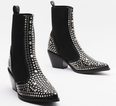 Plus size rivet elastic women's boots