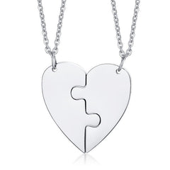 Titanium Steel Heart-Shaped Friendship Pendant Two-Piece Jewelry