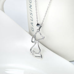 Ladies 925 Sterling Silver Jewelry Dog Necklace