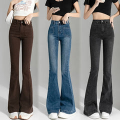 Spring And Autumn Hot Girl Slightly Flared Jeans Women
