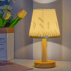 Simple Modern Creative LED Bedside Lamp Dimming Remote Control Solid Wood Small Table Lamp