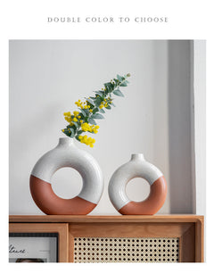 Laterite Half Glazed Round Ceramic Vase Office Desktop Soft Board Room Window